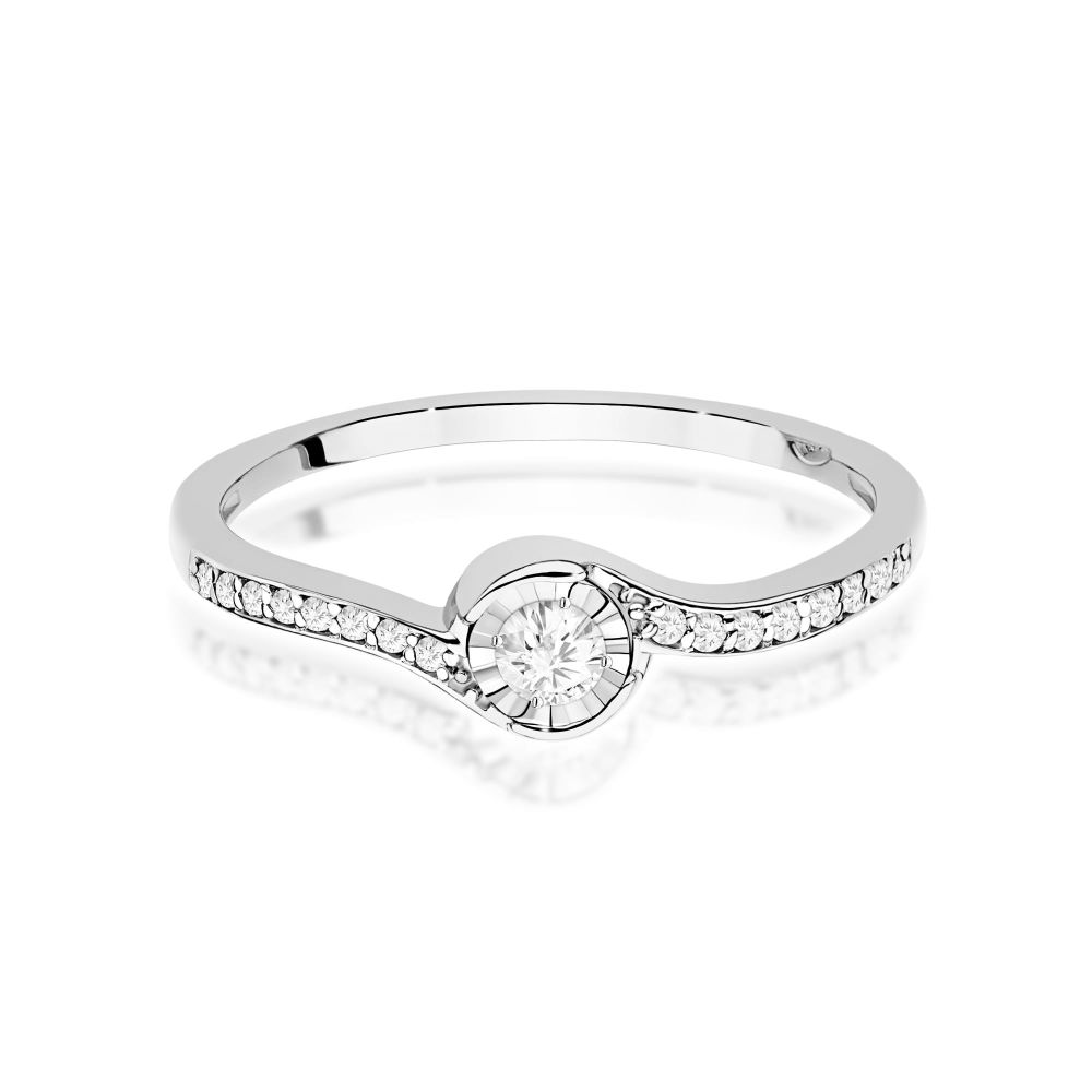 Pierścionek z brylantami 0,16 ct, białe złoto 585