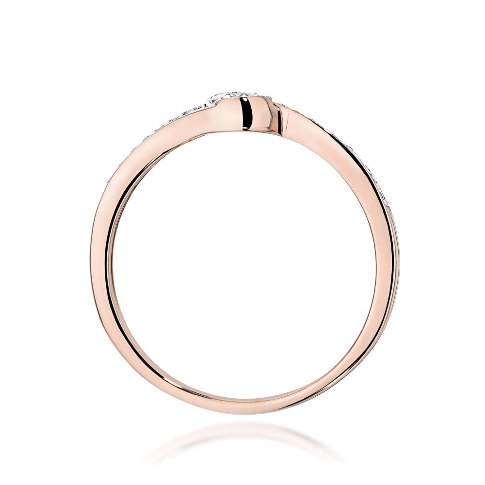 Pierścionek z brylantami 0,16 ct, różowe złoto 585