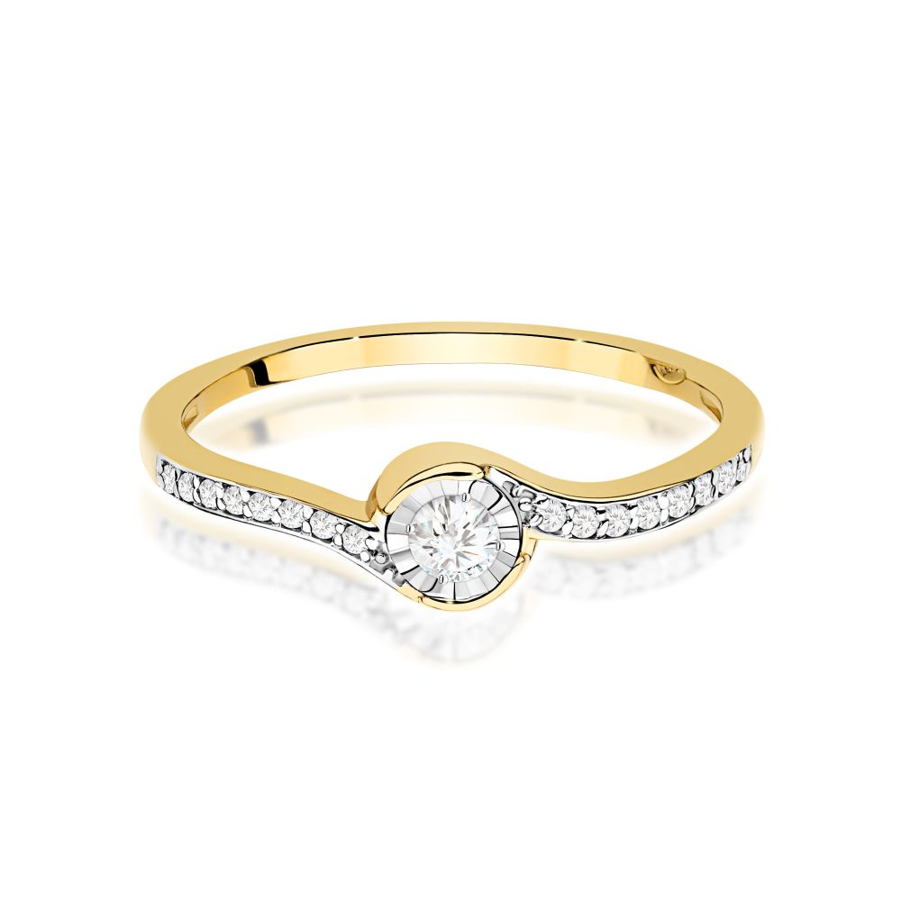 Pierścionek z brylantami 0,16 ct, żółte złoto 585