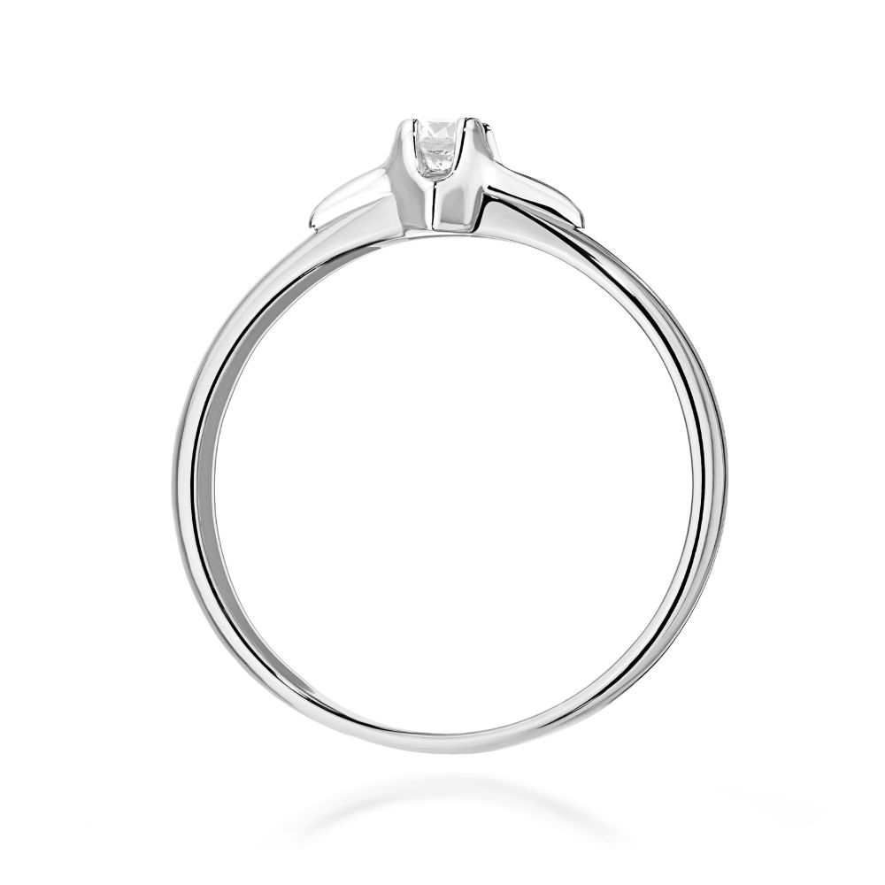 Pierścionek zaręczynowy z brylantem 0,15 ct, białe złoto 585