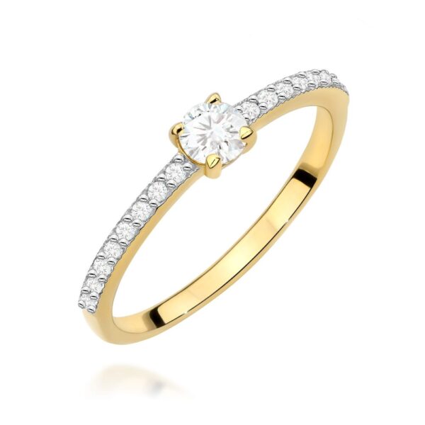 Pierścionek z brylantami 0,39 ct, żółte złoto 585