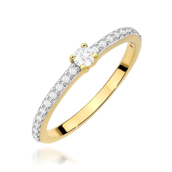 Pierścionek z brylantami 0,19 ct, żółte złoto 585