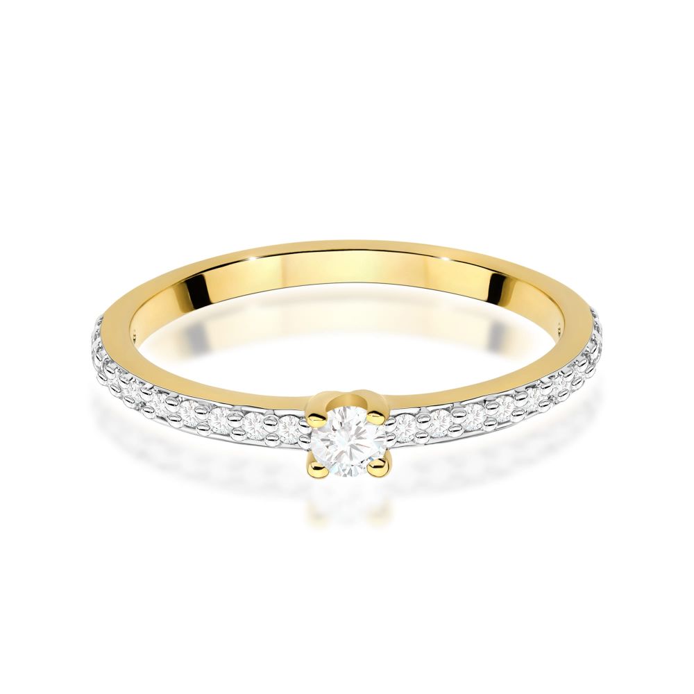 Pierścionek z brylantami 0,19 ct, żółte złoto 585