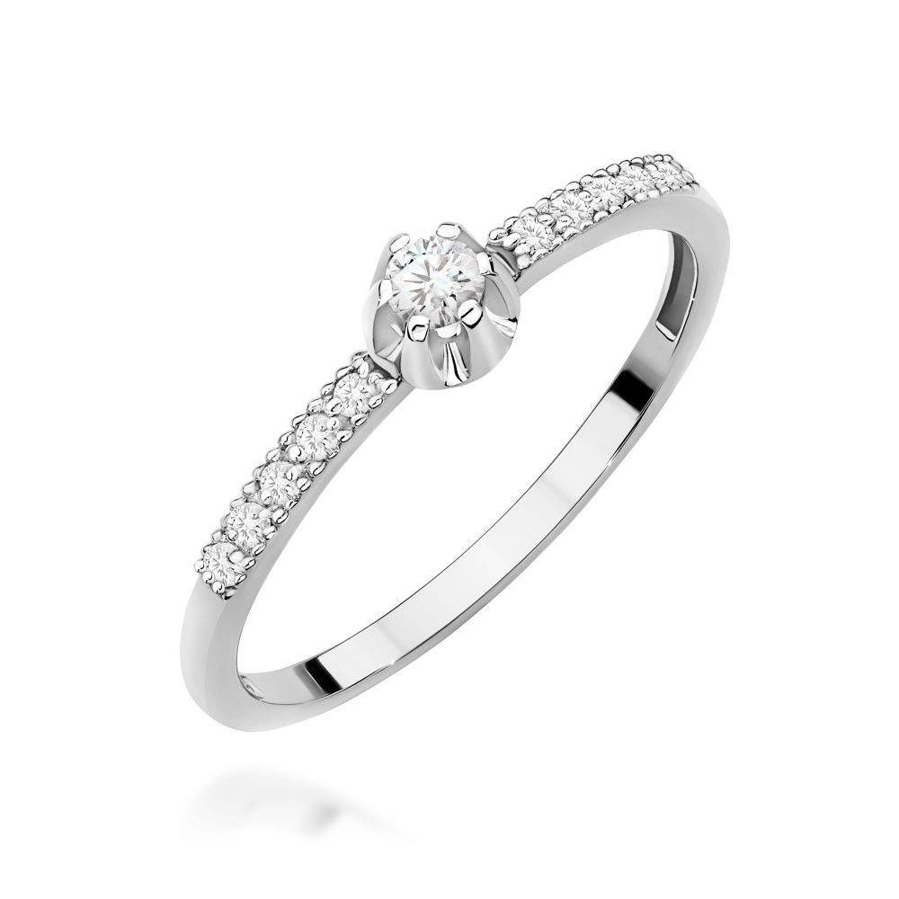 Pierścionek z brylantami 0,17 ct, białe złoto 585