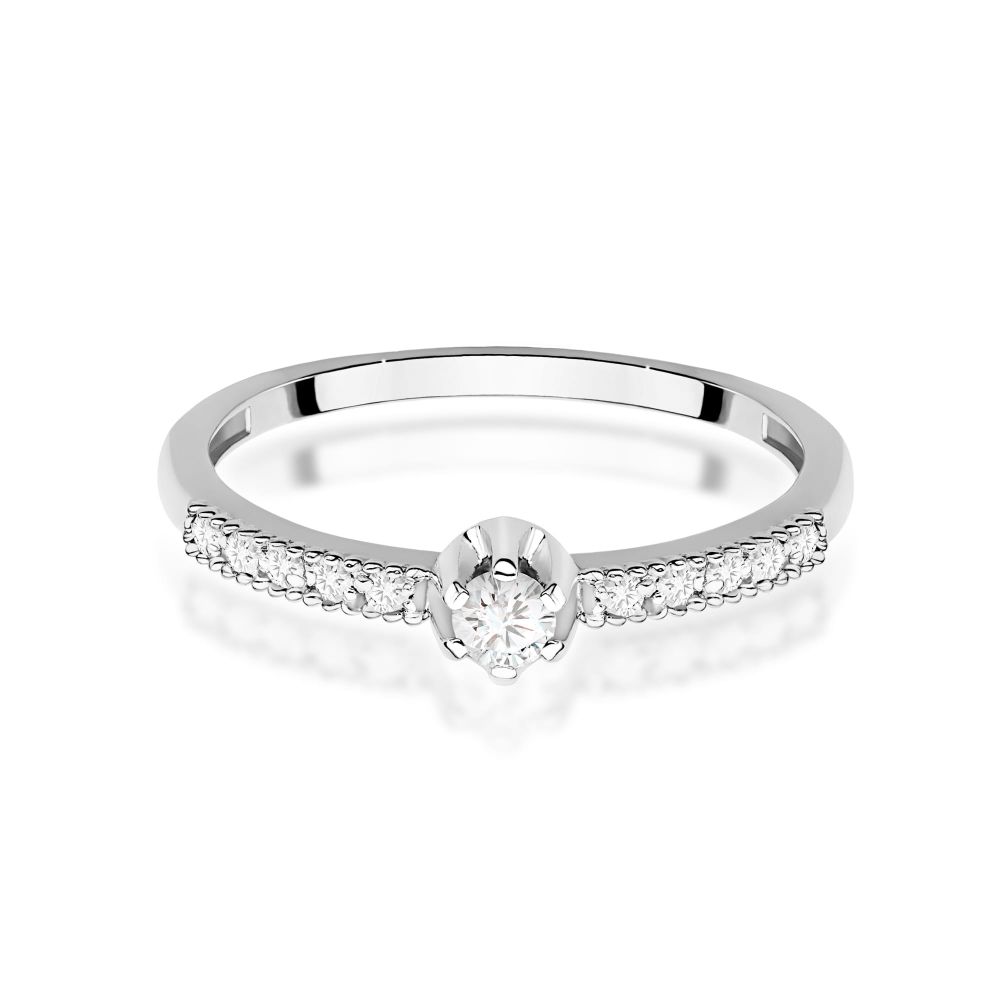 Pierścionek z brylantami 0,17 ct, białe złoto 585