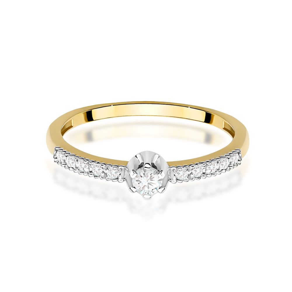Pierścionek z brylantami 0,17 ct, żółte złoto 585