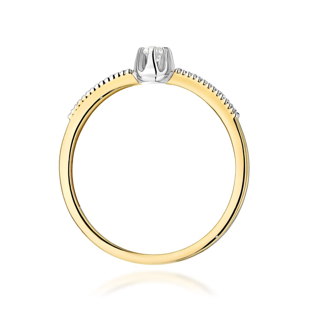 Pierścionek z brylantami 0,17 ct, żółte złoto 585