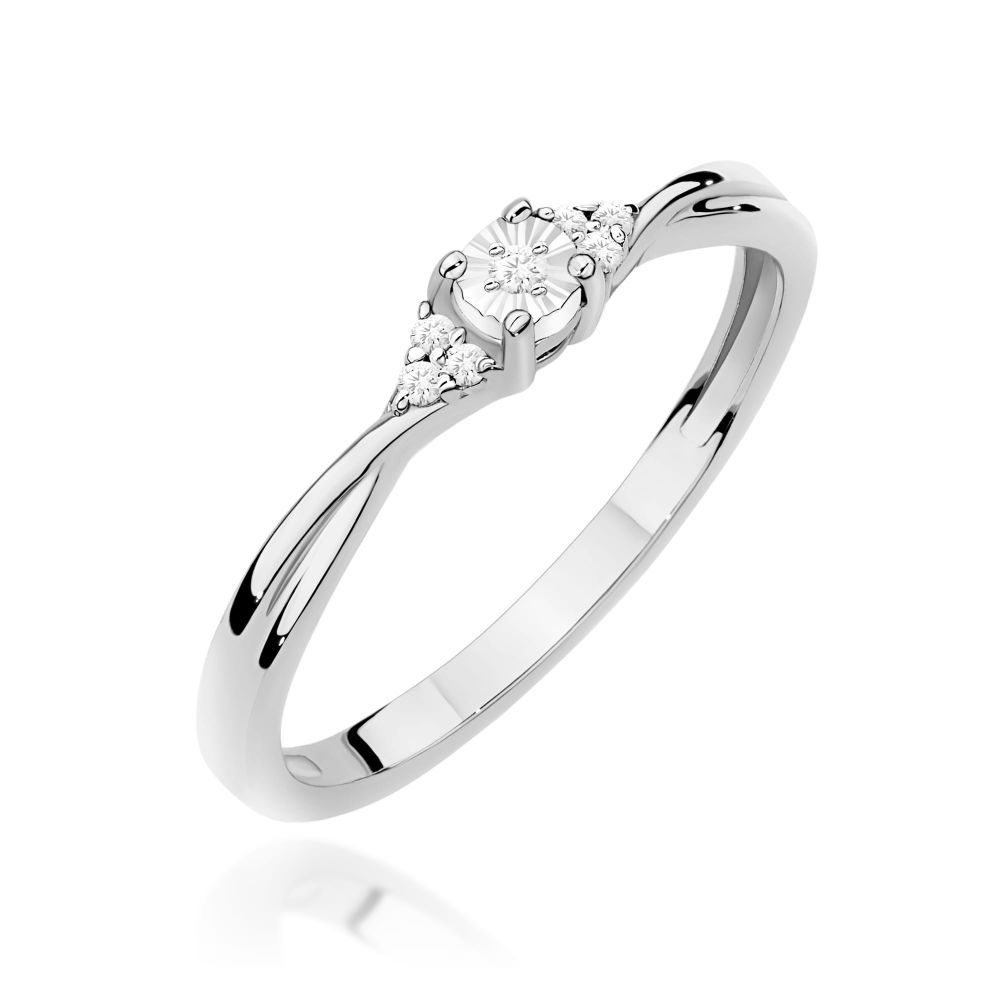 Pierścionek z brylantami 0,04 ct, białe złoto 585
