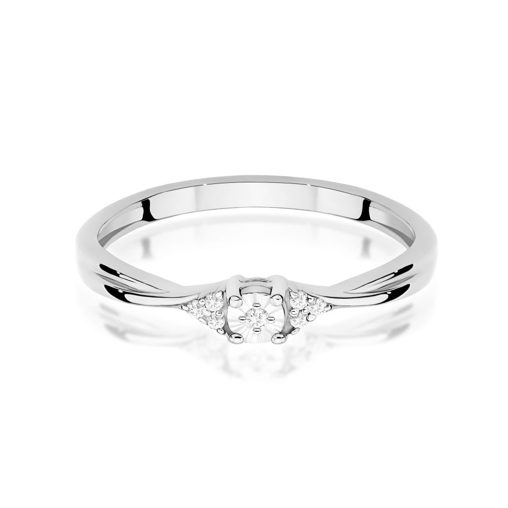 Pierścionek z brylantami 0,04 ct, białe złoto 585