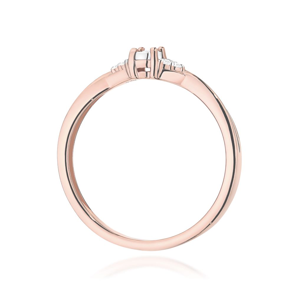 Pierścionek z brylantami 0,04 ct, różowe złoto 585