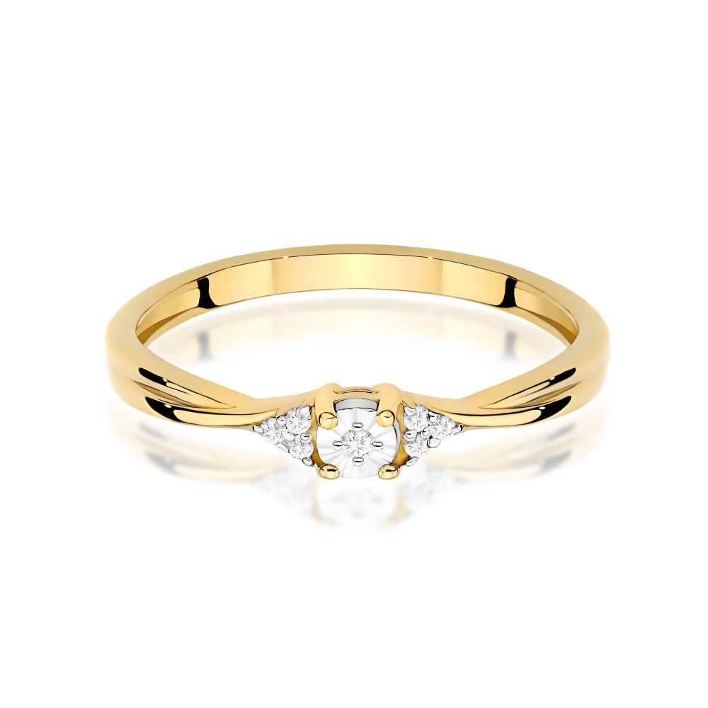 Pierścionek z brylantami 0,04 ct, żółte złoto 585