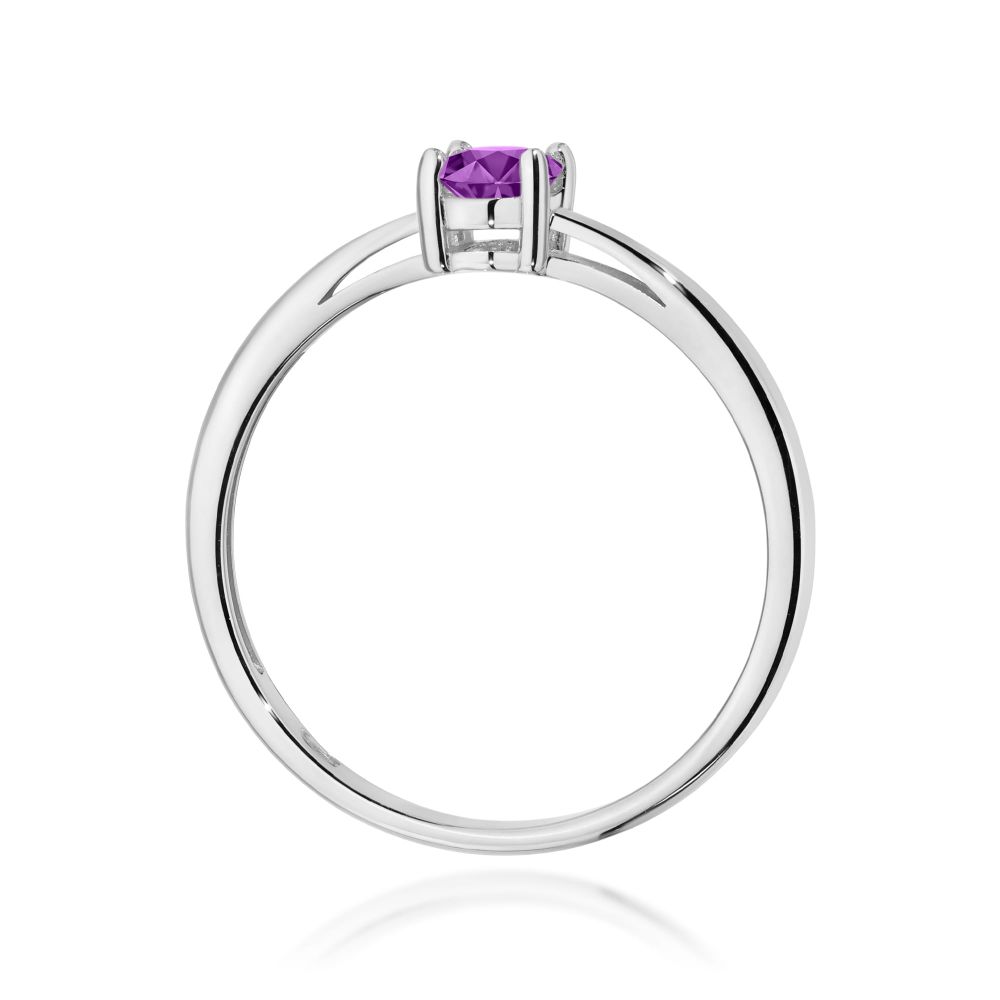 Pierścionek z ametystem 0,40 ct, białe złoto 585