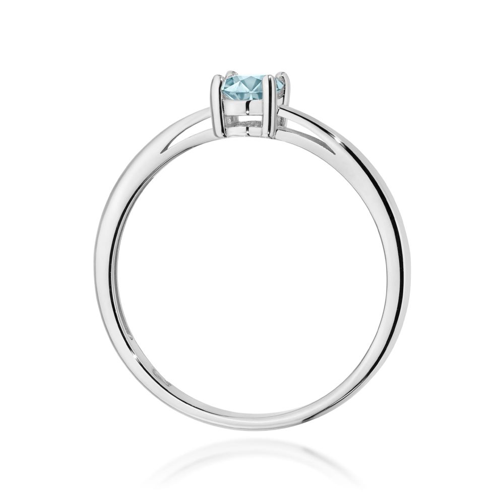 Pierścionek z akwamarynem 0,35 ct, białe złoto 585