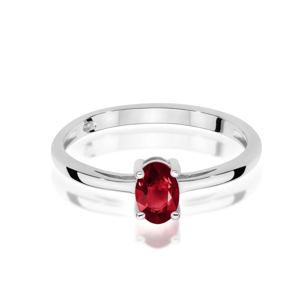 Pierścionek z granatem 0,50 ct, białe złoto 585