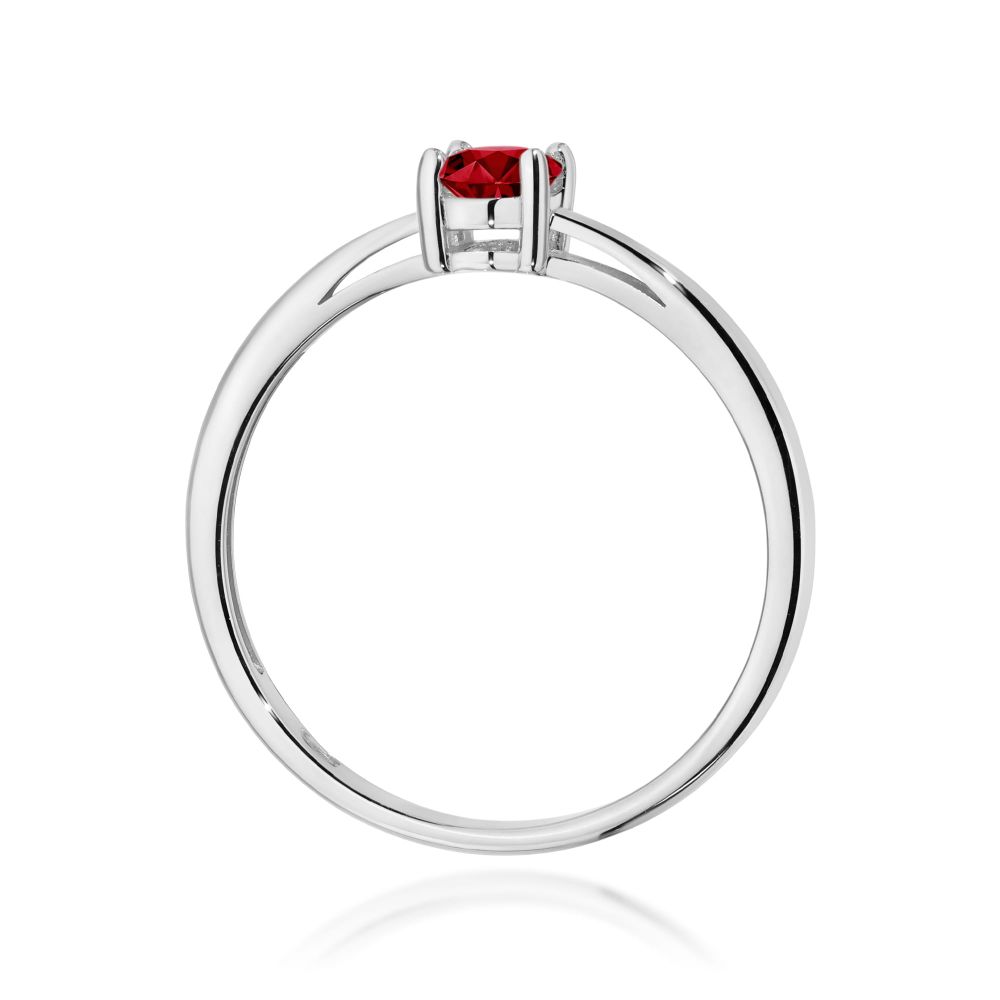 Pierścionek z granatem 0,50 ct, białe złoto 585
