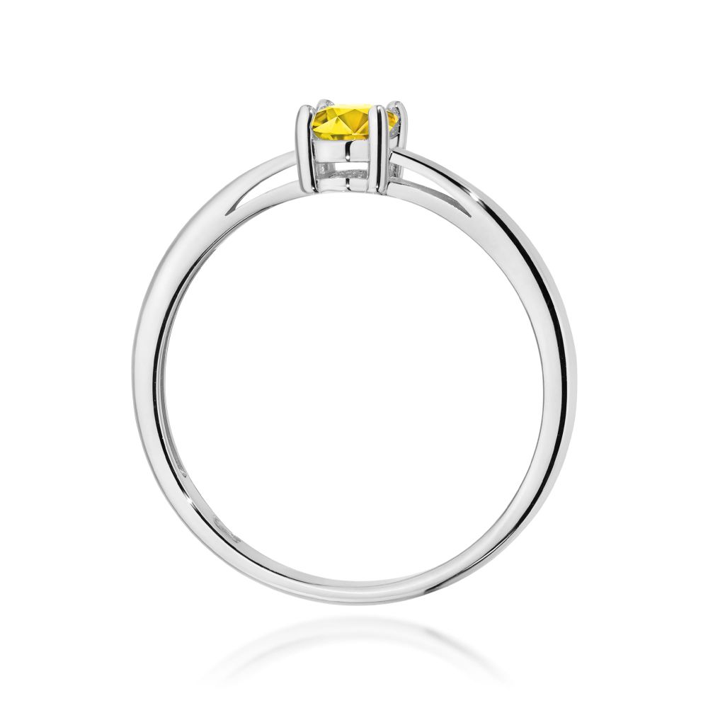 Pierścionek z żółtym diamentem laboratoryjnym 0,50 ct, białe złoto 585