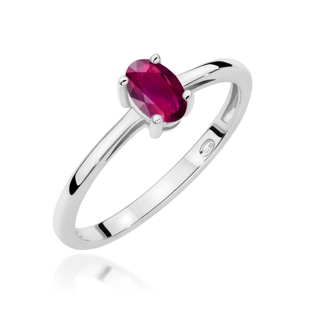 Pierścionek z rodolitem 0,50 ct, białe złoto 585