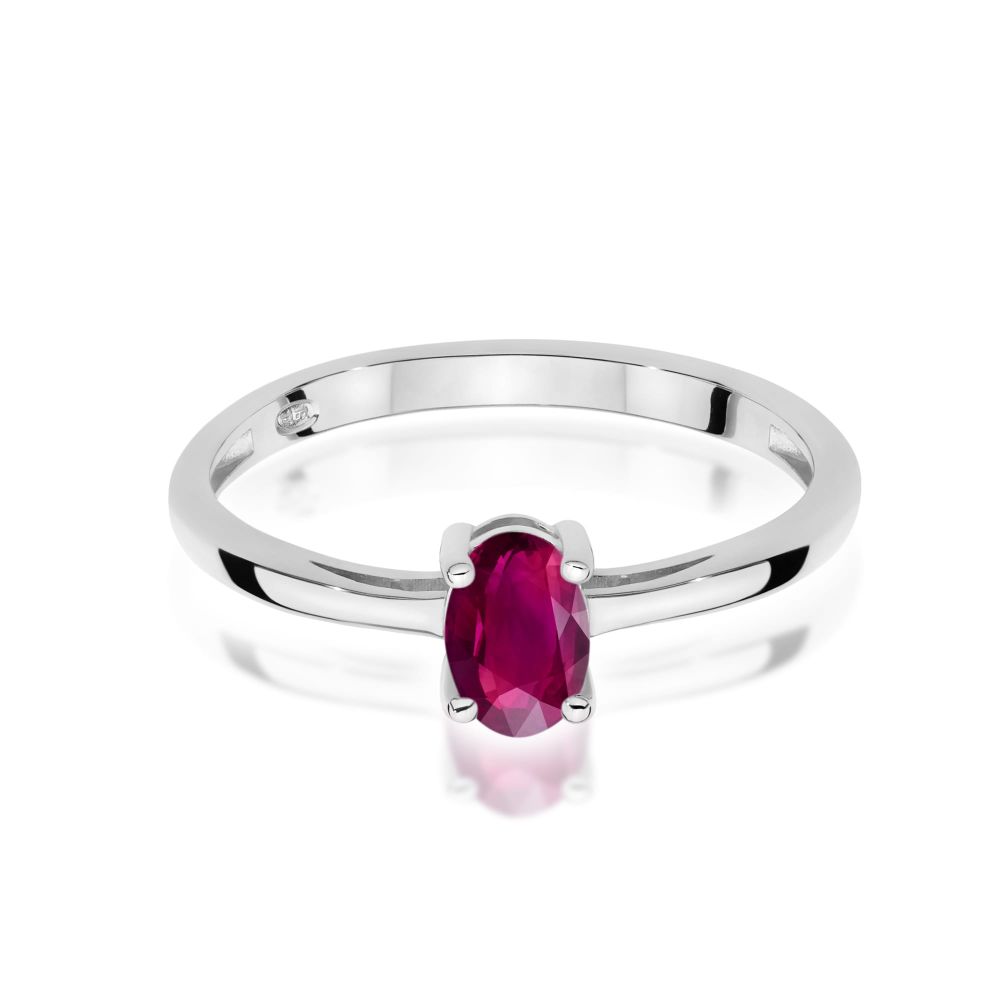 Pierścionek z rodolitem 0,50 ct, białe złoto 585