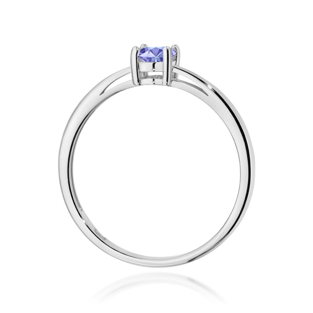 Pierścionek z tanzanitem 0,40 ct, białe złoto 585