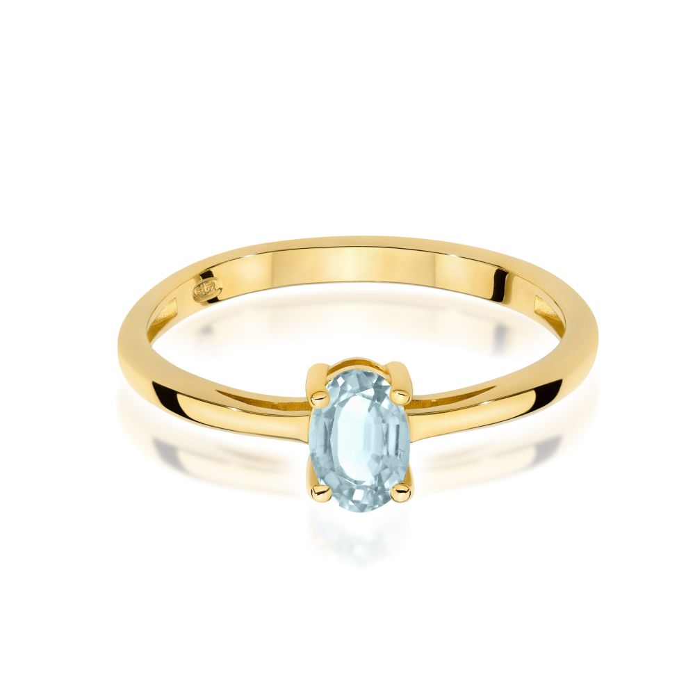 Pierścionek z akwamarynem 0,35 ct, żółte złoto 585