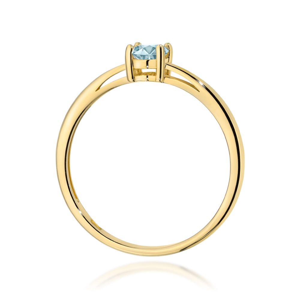 Pierścionek z akwamarynem 0,35 ct, żółte złoto 585