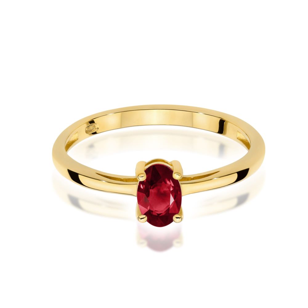 Pierścionek z granatem 0,50 ct, żółte złoto 585