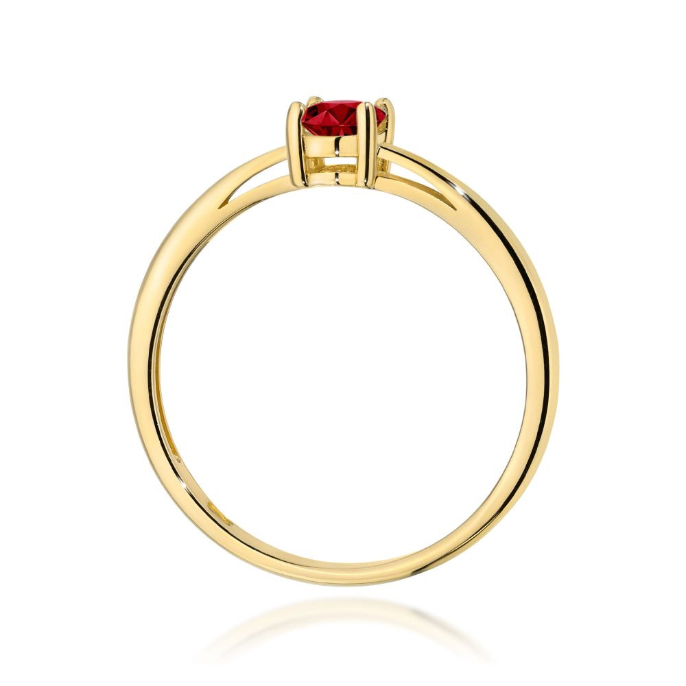 Pierścionek z granatem 0,50 ct, żółte złoto 585