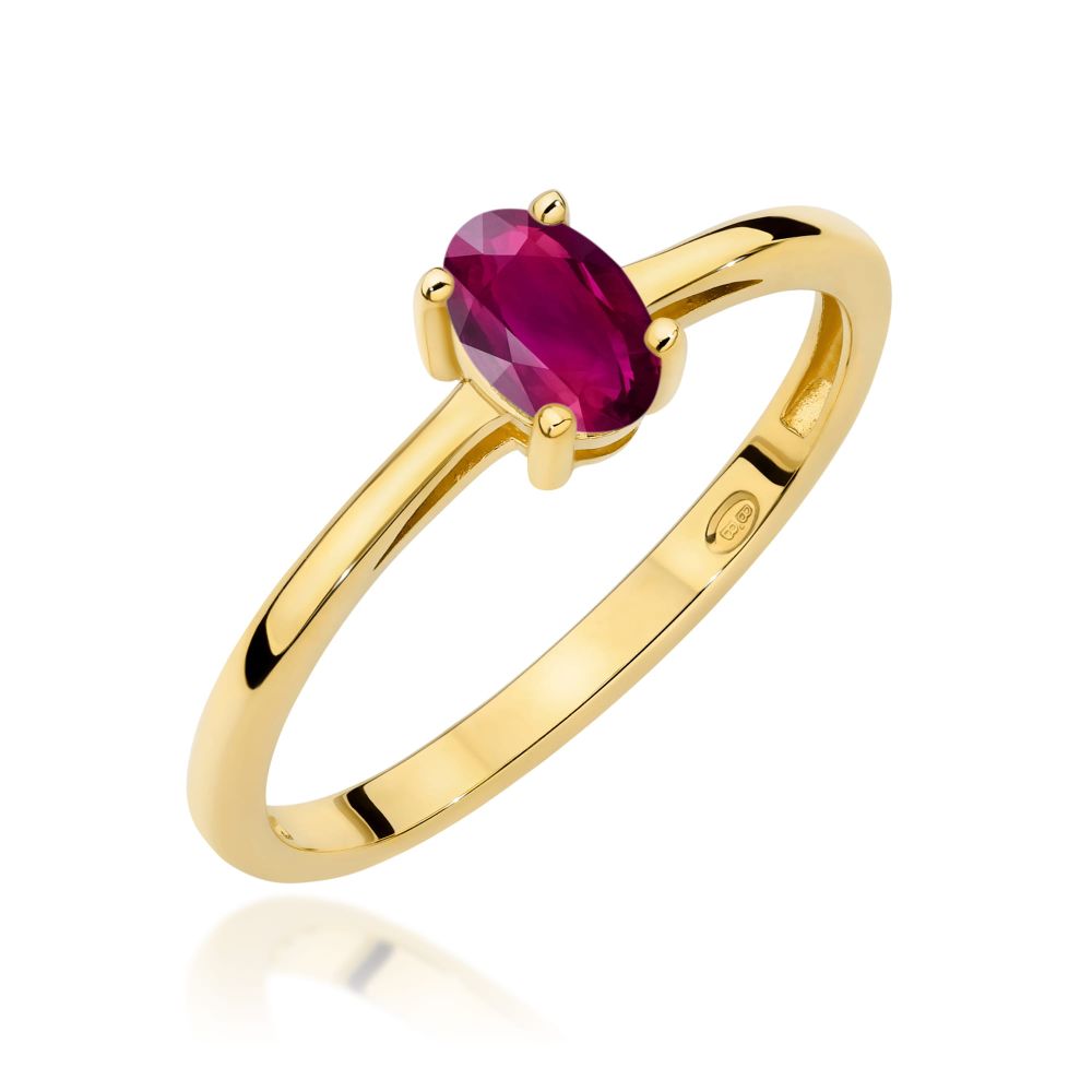 Pierścionek z rodolitem 0,50 ct, żółte złoto 585