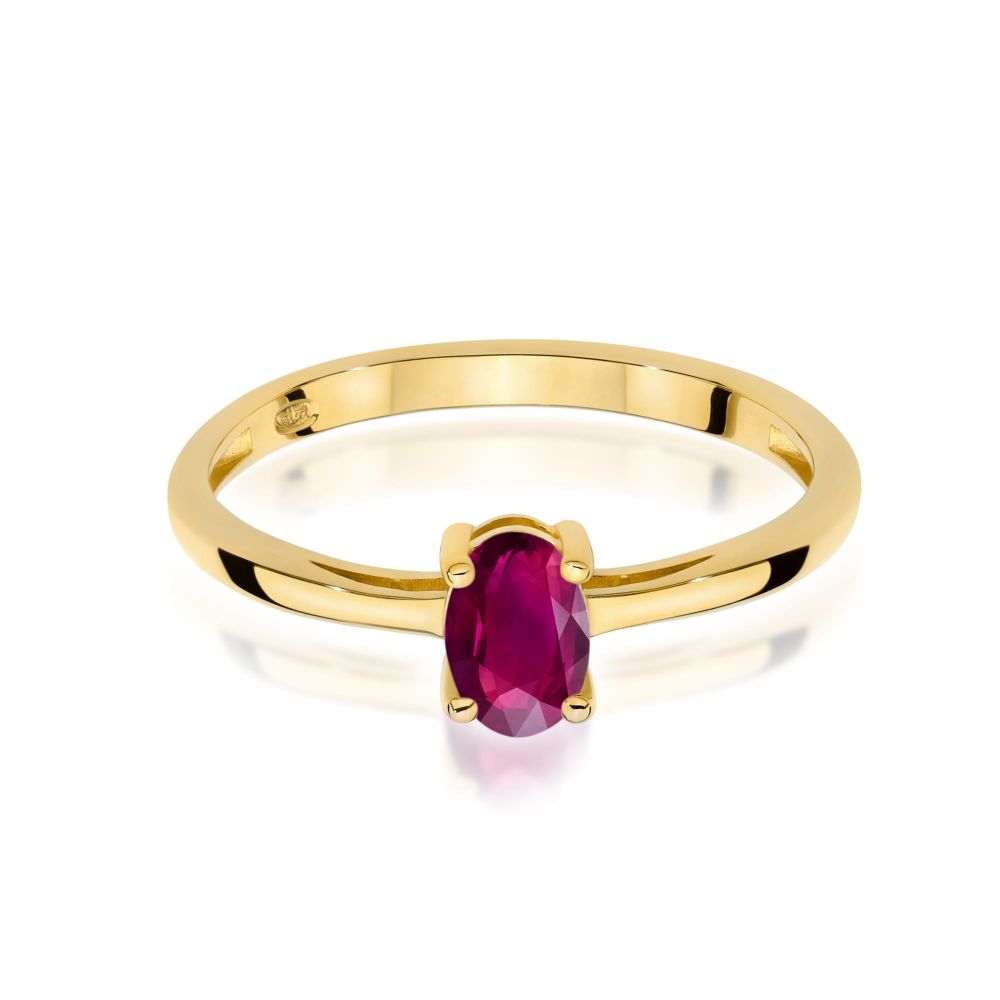 Pierścionek z rodolitem 0,50 ct, żółte złoto 585