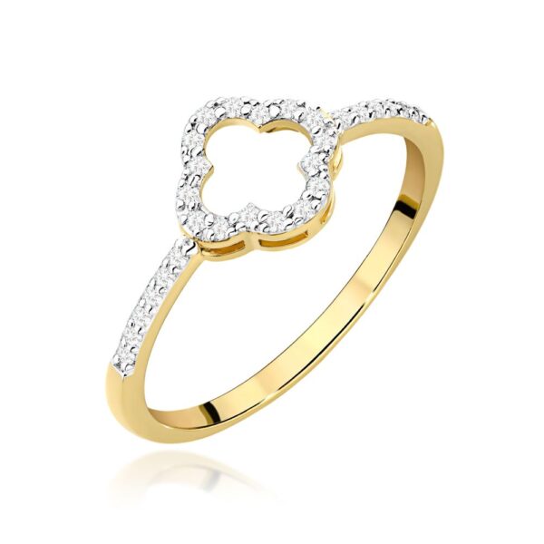 Pierścionek z brylantami 0,14 ct, żółte złoto 585