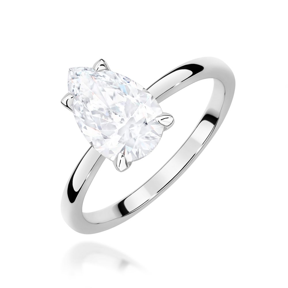 Pierścionek z diamentem laboratoryjnym 1,50 ct, białe złoto 585
