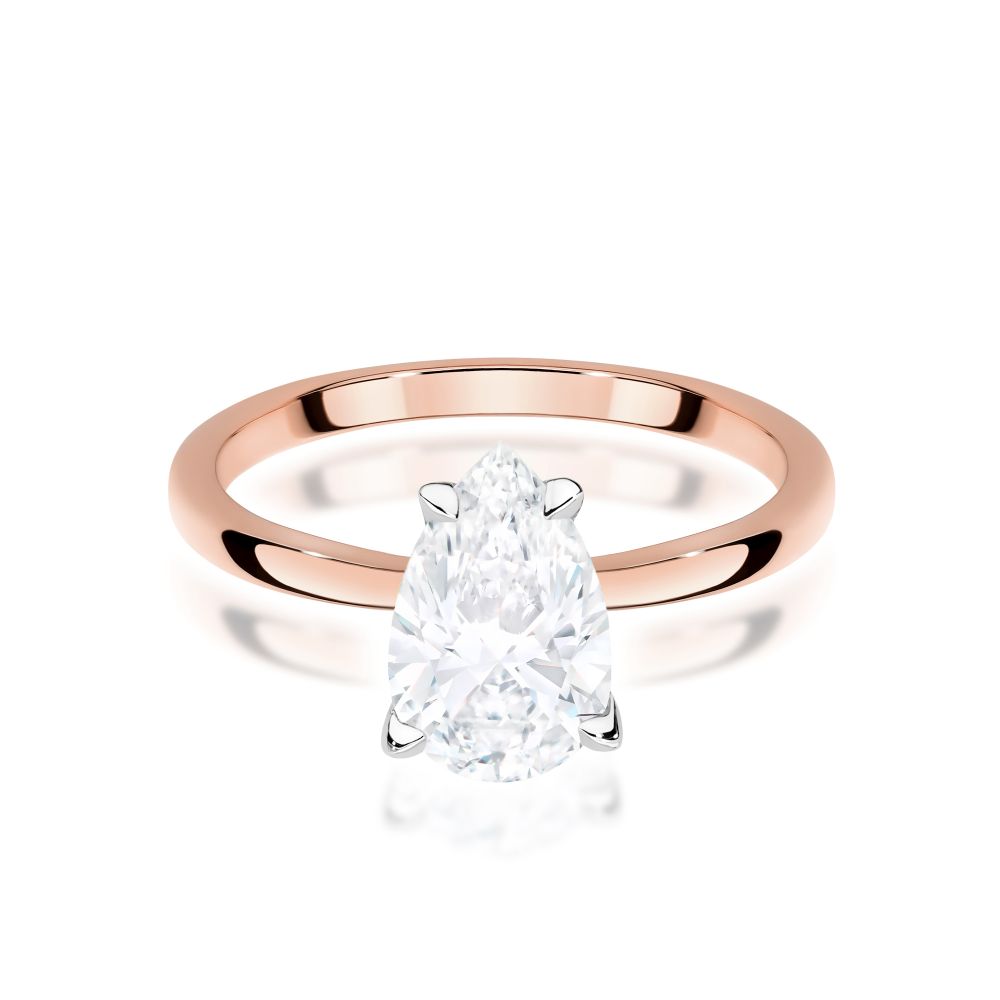Pierścionek zaręczynowy z brylantem 1,00 ct, różowe złoto 585