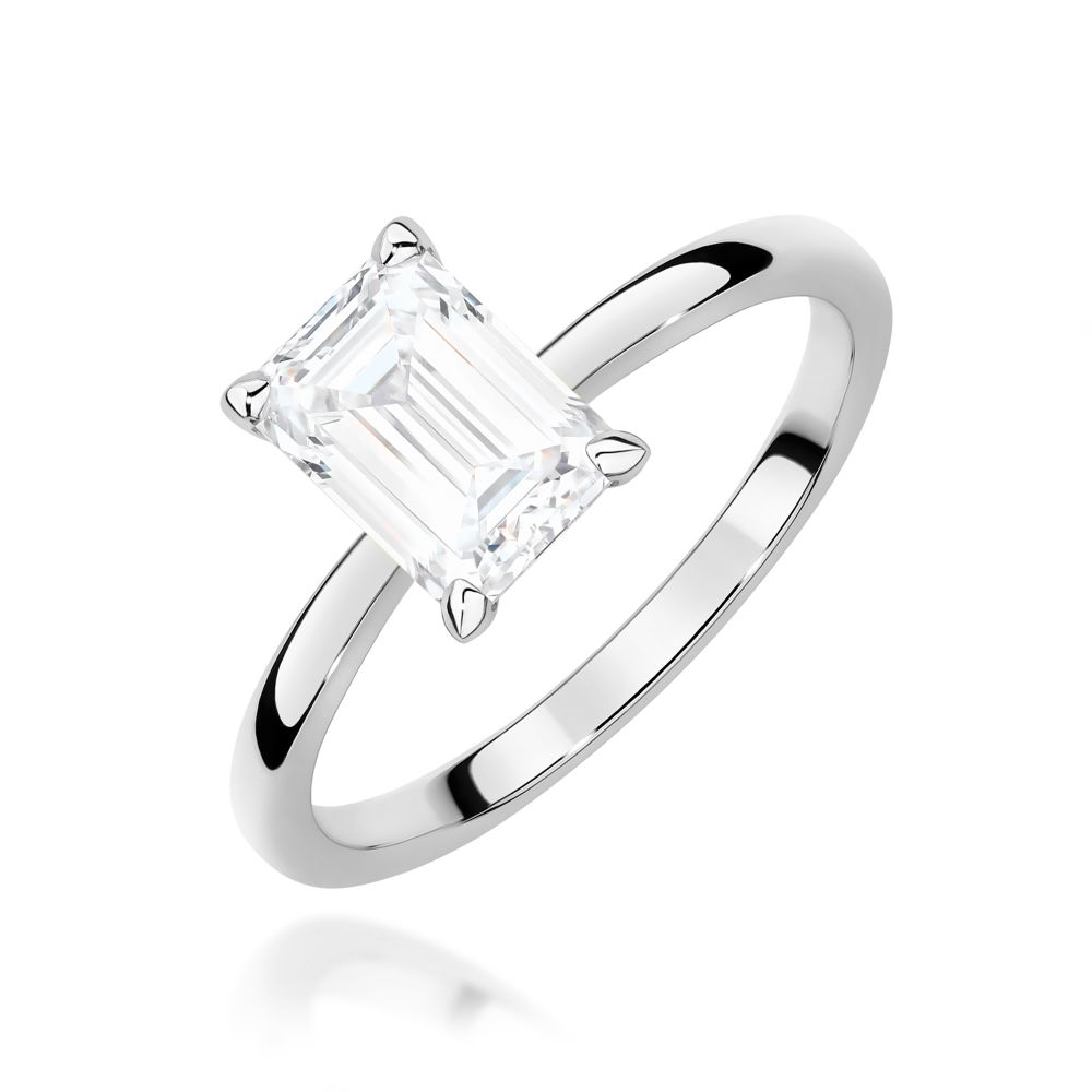 Pierścionek z diamentem laboratoryjnym 1,00 ct, białe złoto 585