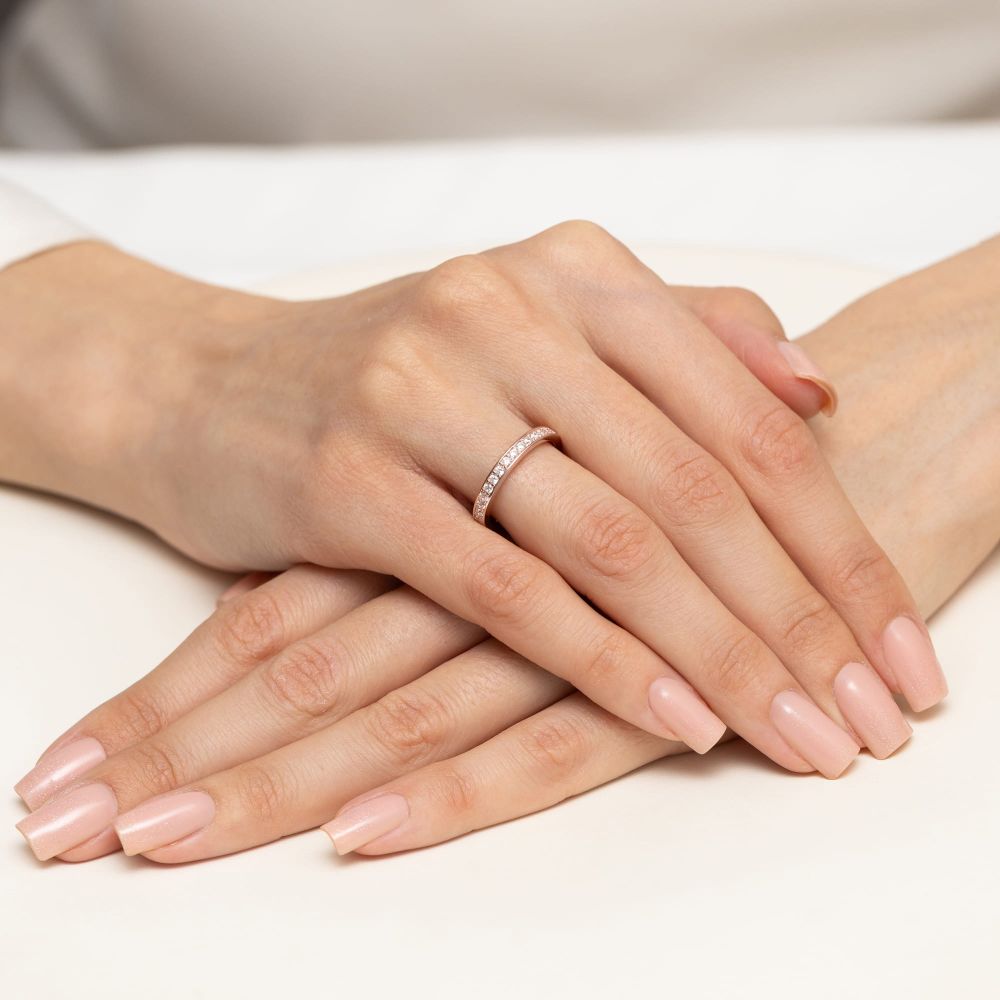 Pierścionek z brylantami 0,46 ct, różowe złoto 585
