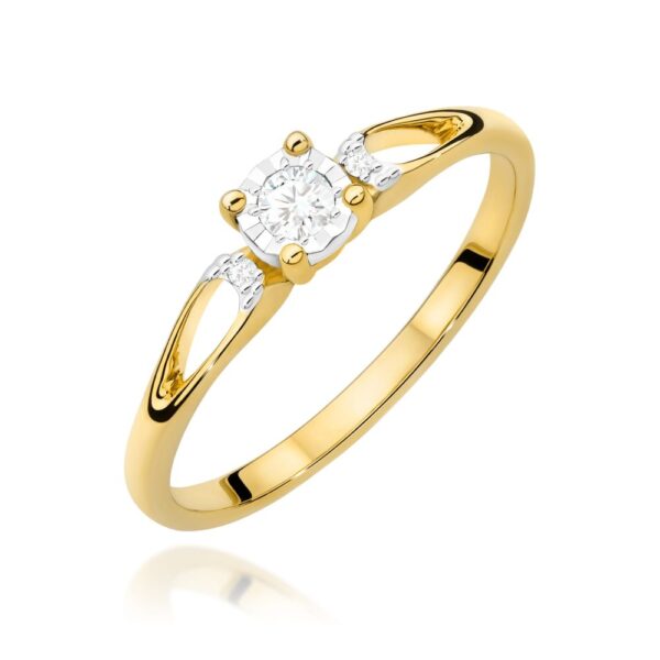 Pierścionek z brylantami 0,09 ct, żółte złoto 585