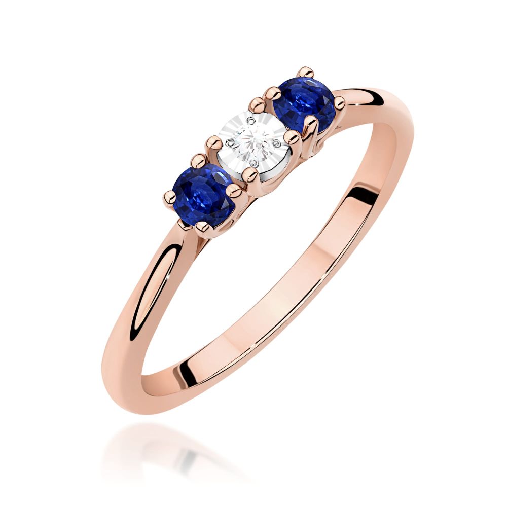 Pierścionek z brylantami 0,33 ct, różowe złoto 585