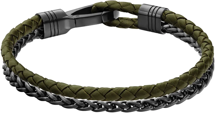 Bransoletka BOSS Jaxon 1580893M zielono-grafitowa – detal zapięcia z logo BOSS
