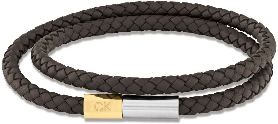 Bransoletka męska Calvin Klein Industrial Facets 35100044 skóra brązowa