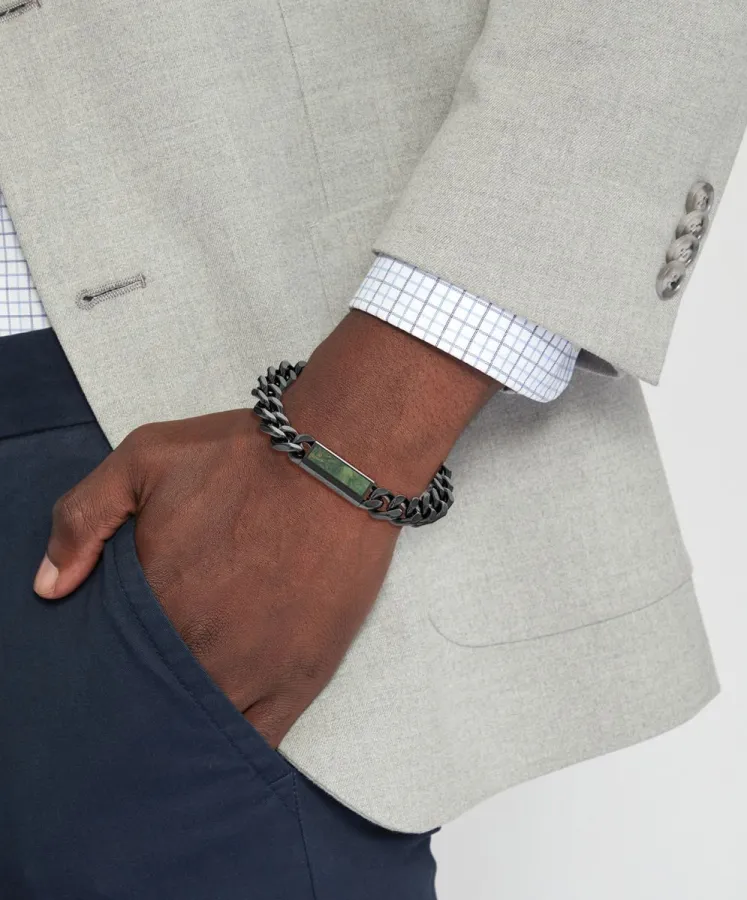 Bransoletka męska Tommy Hilfiger 2790540 stal czarna zielony jadeit – zbliżenie