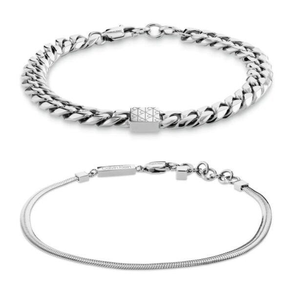 Zestaw biżuterii męski Calvin Klein CK Status 35100091 – bransoletki ze stali w kolorze stalowym