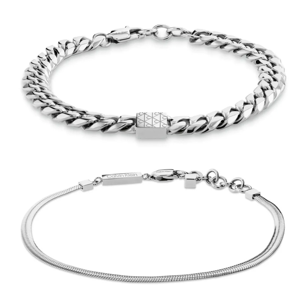Zestaw biżuterii męski Calvin Klein CK Status 35100091 – bransoletki ze stali w kolorze stalowym