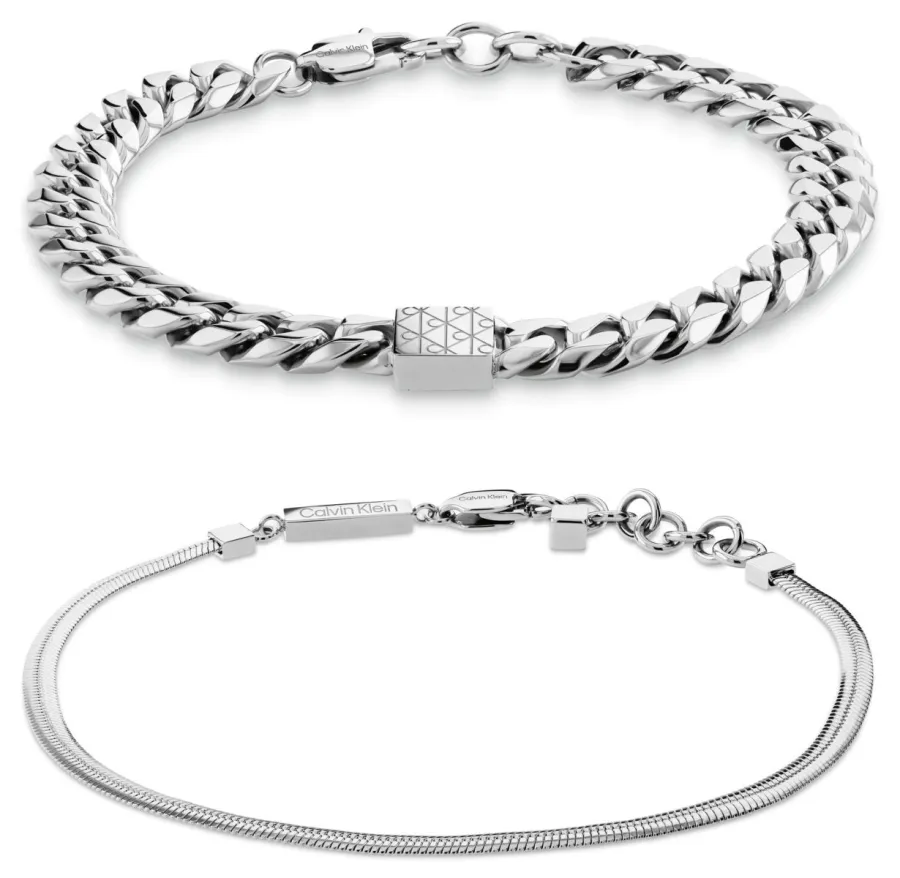 Zestaw biżuterii męski Calvin Klein CK Status 35100091 – bransoletki ze stali w kolorze stalowym
