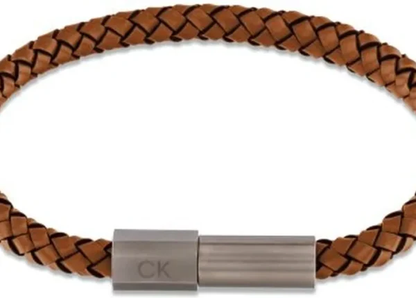 Bransoletka męska Calvin Klein Industrial Facets 35100046 skóra brązowa