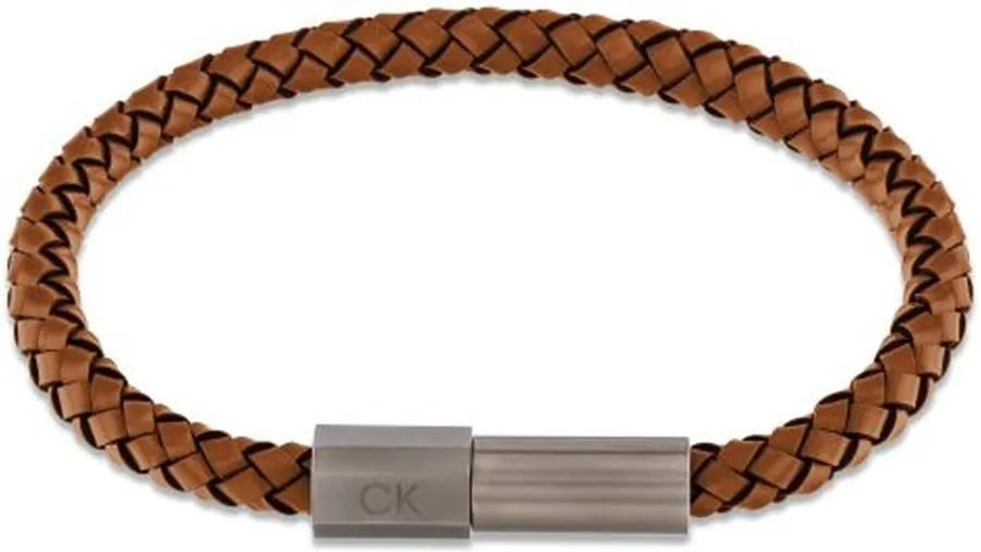 Bransoletka męska Calvin Klein Industrial Facets 35100046 skóra brązowa