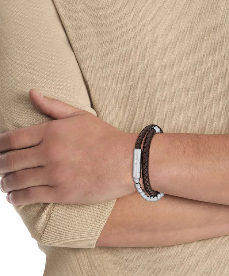 Bransoletka męska Calvin Klein CK Fuse 35100022 skóra czarna – zbliżenie