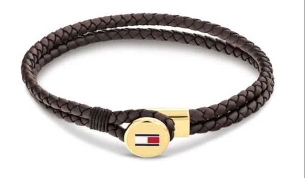 Bransoletka męska Tommy Hilfiger 2790670 brązowa skóra ze złotą stalą