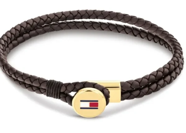 Bransoletka męska Tommy Hilfiger 2790670 brązowa skóra ze złotą stalą