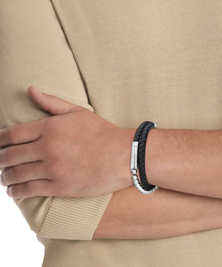 Bransoletka męska Calvin Klein CK Fuse 35100023 skóra brązowa – zbliżenie