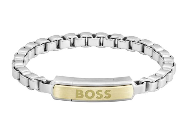 Bransoletka męska BOSS Devon 1580597M ze stali szlachetnej ze złotym detalem