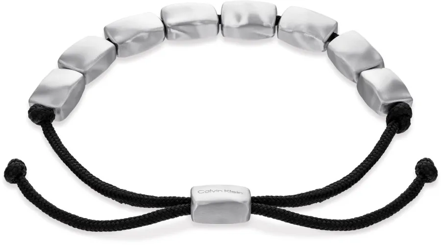 Bransoletka męska Calvin Klein CK Metallic Waves 35100035 stal i nylon czarny – detal zapięcia